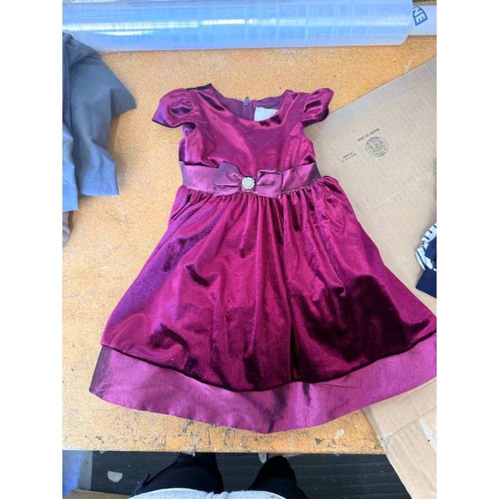 Girls Rare Editions Burgundy Velvet Formal Dress 18 Months